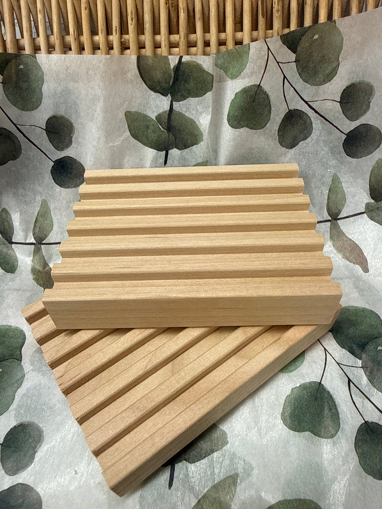 Natural wood soap dish