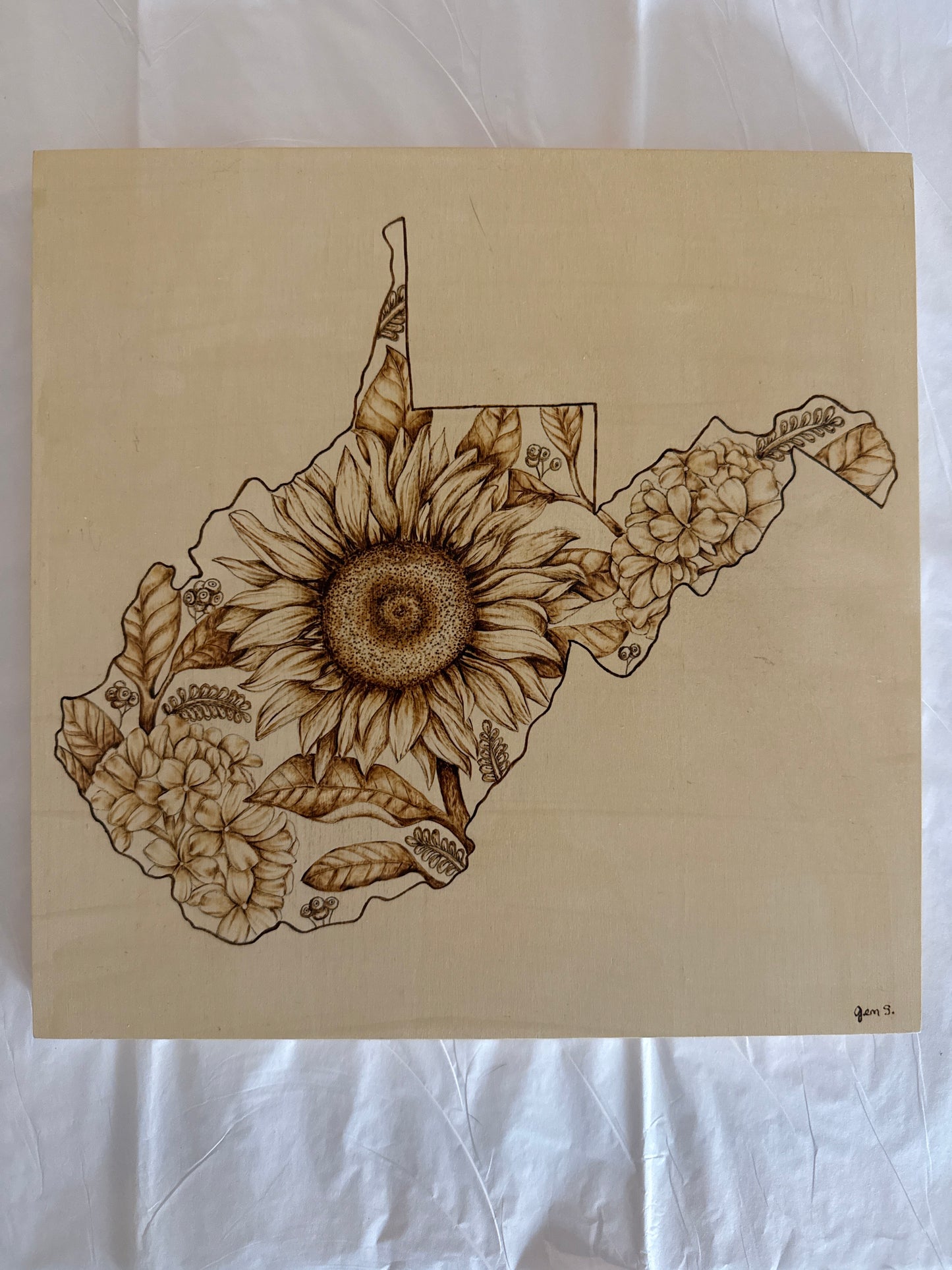 West Virginia state with flowers 