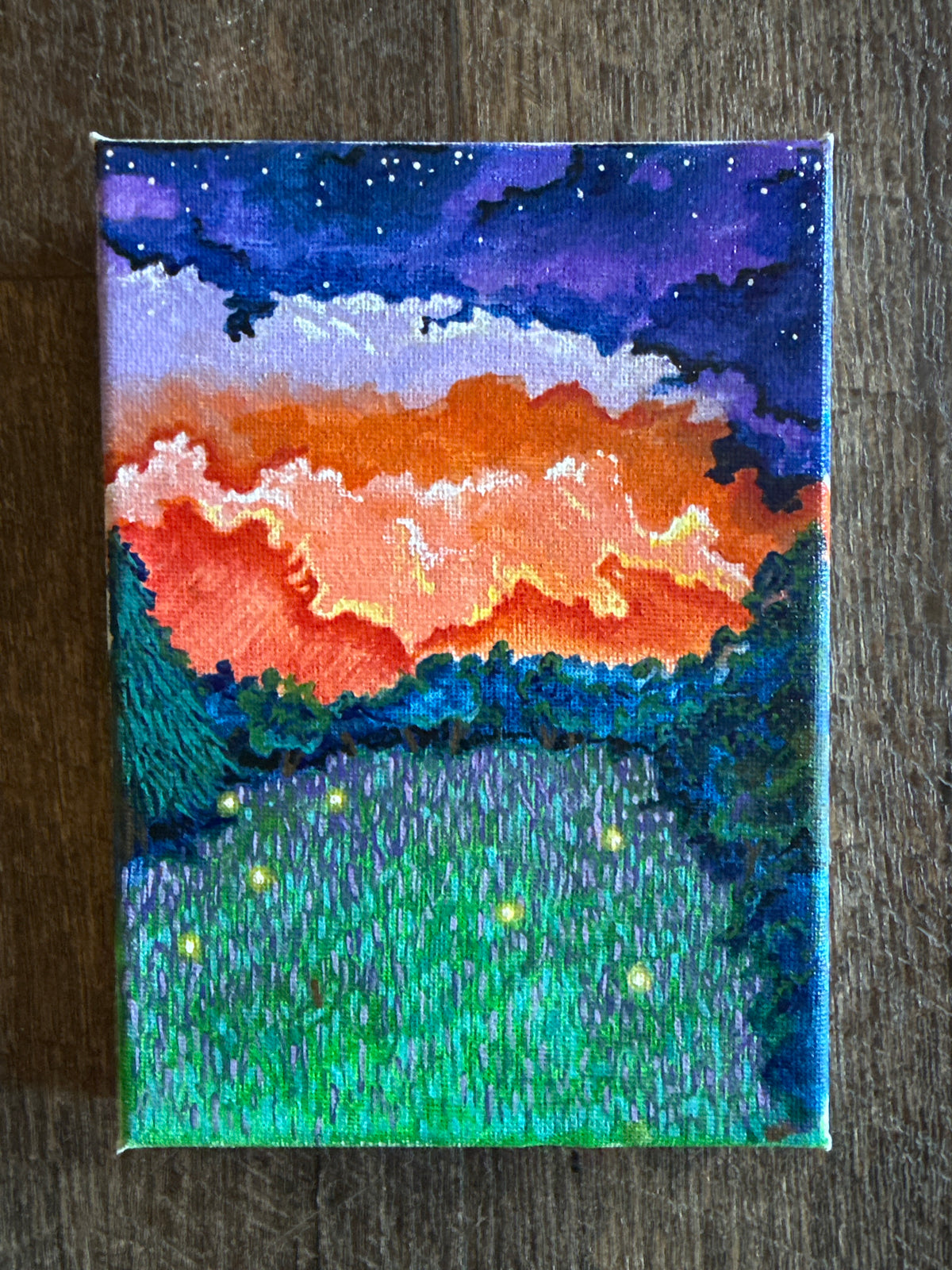 Night sky with fireflies 5 x 7