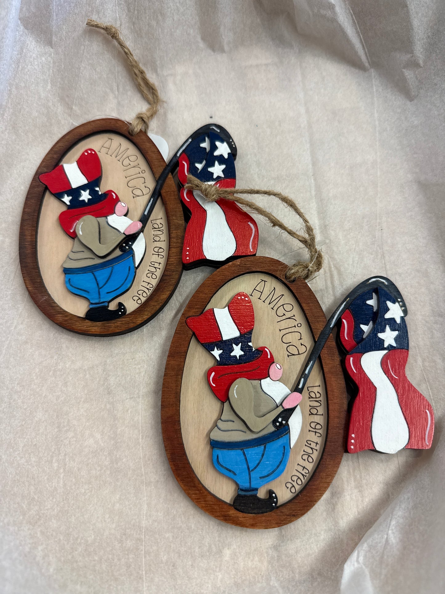 Land of the free gnome ornament