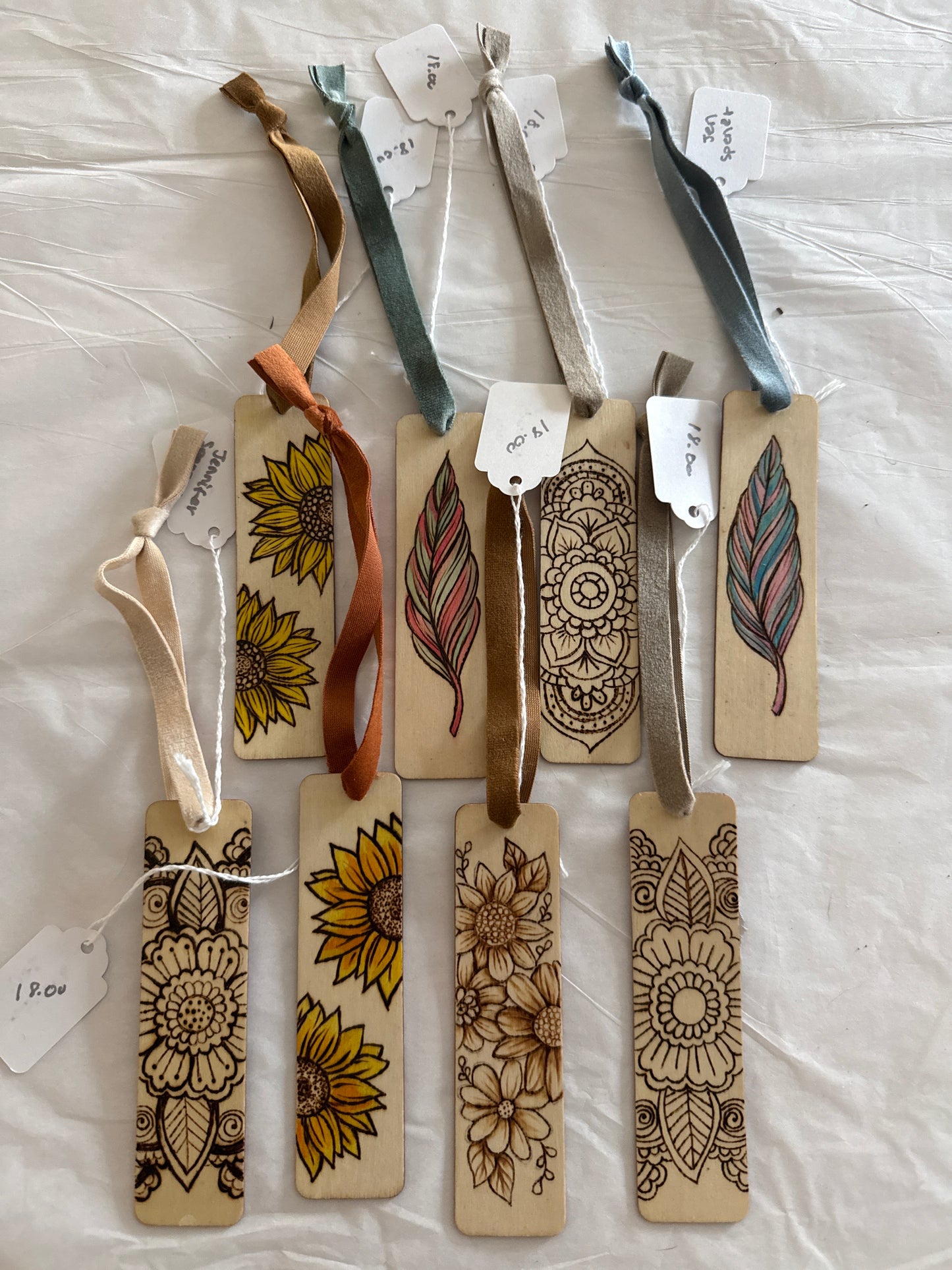 Bookmarks hand burned