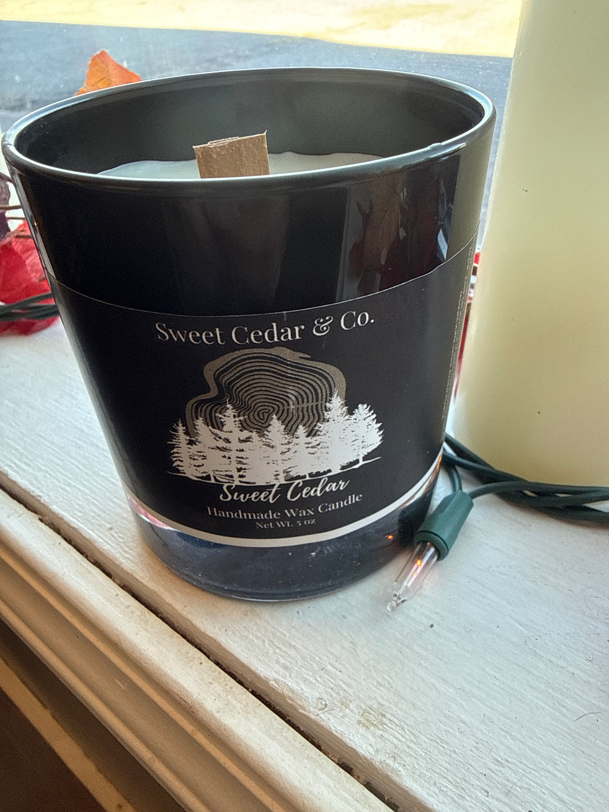 Sweet Cedar handmade wax candle 5 ounce