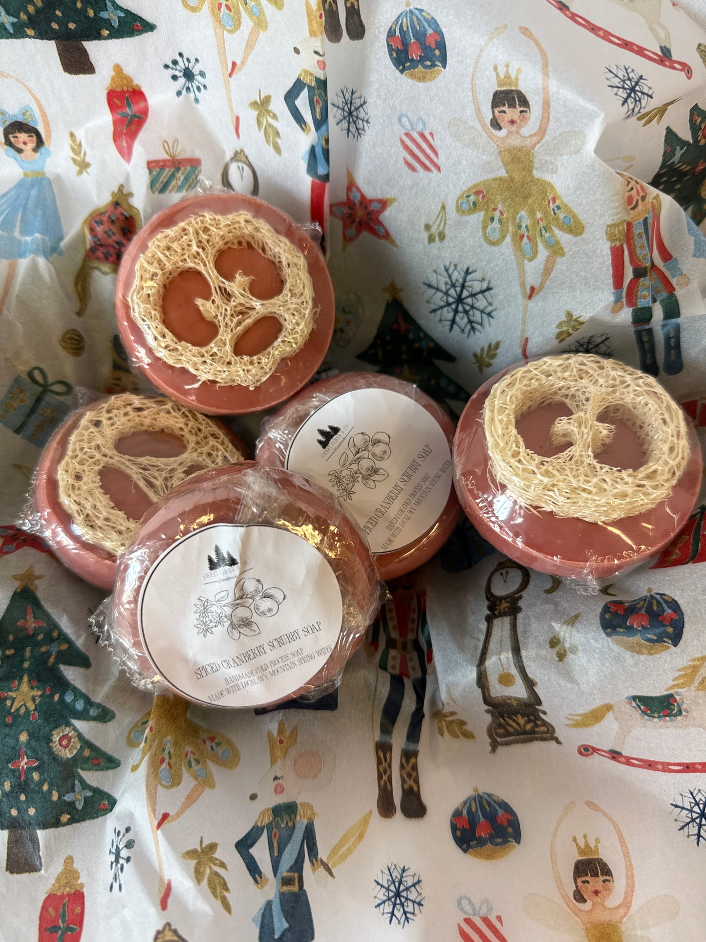 Spiced Cranberry scrubby soap loofah