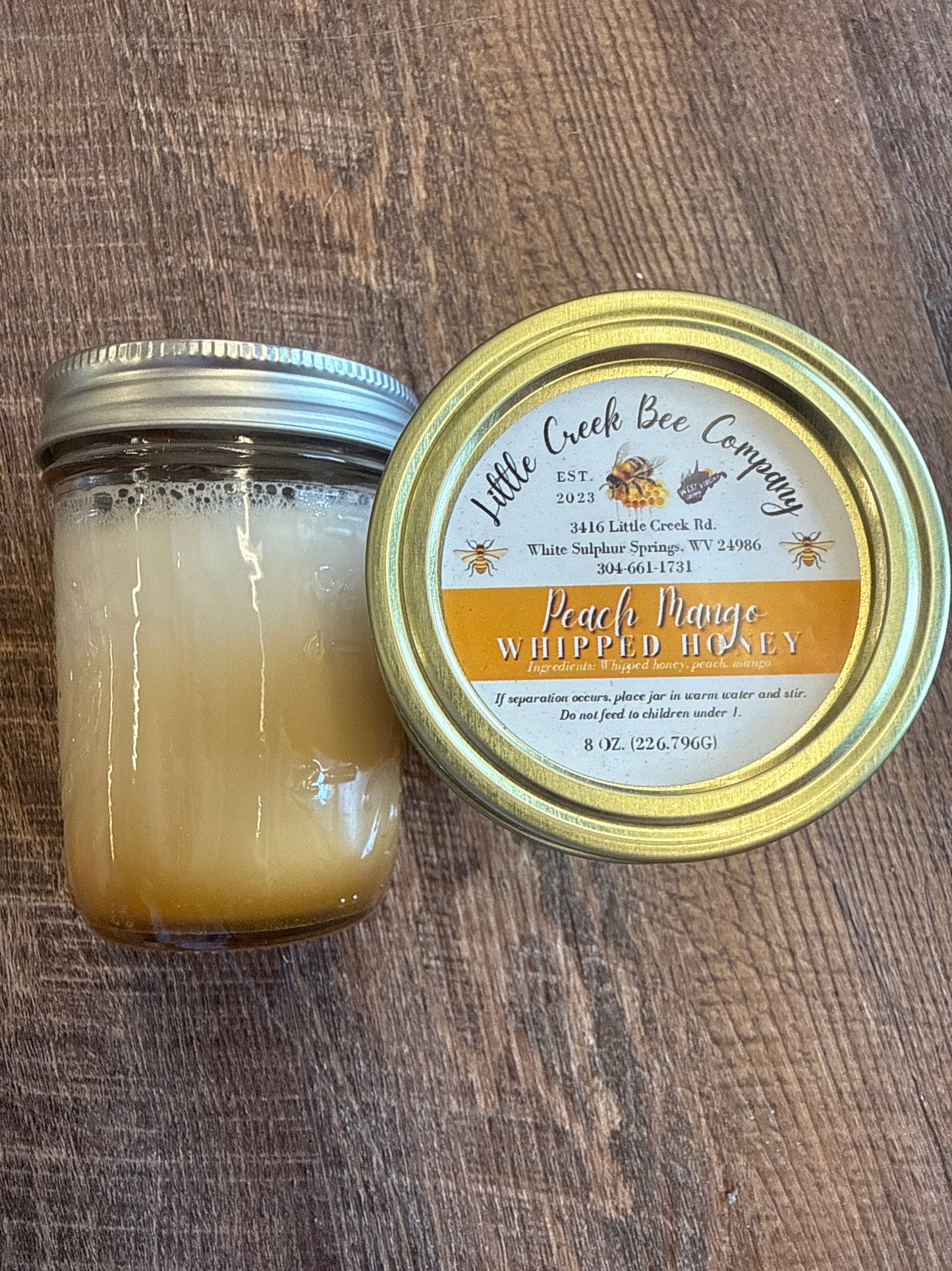 Peach, mango whipped honey 8 ounce jar