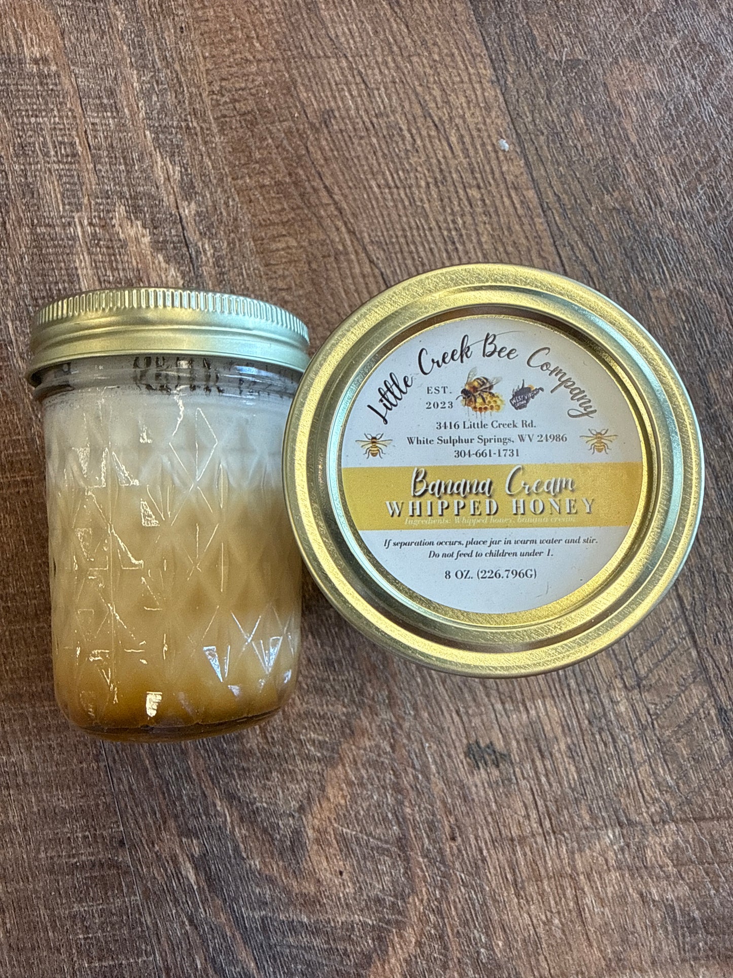 Banana cream, whipped honey 8 ounce jar