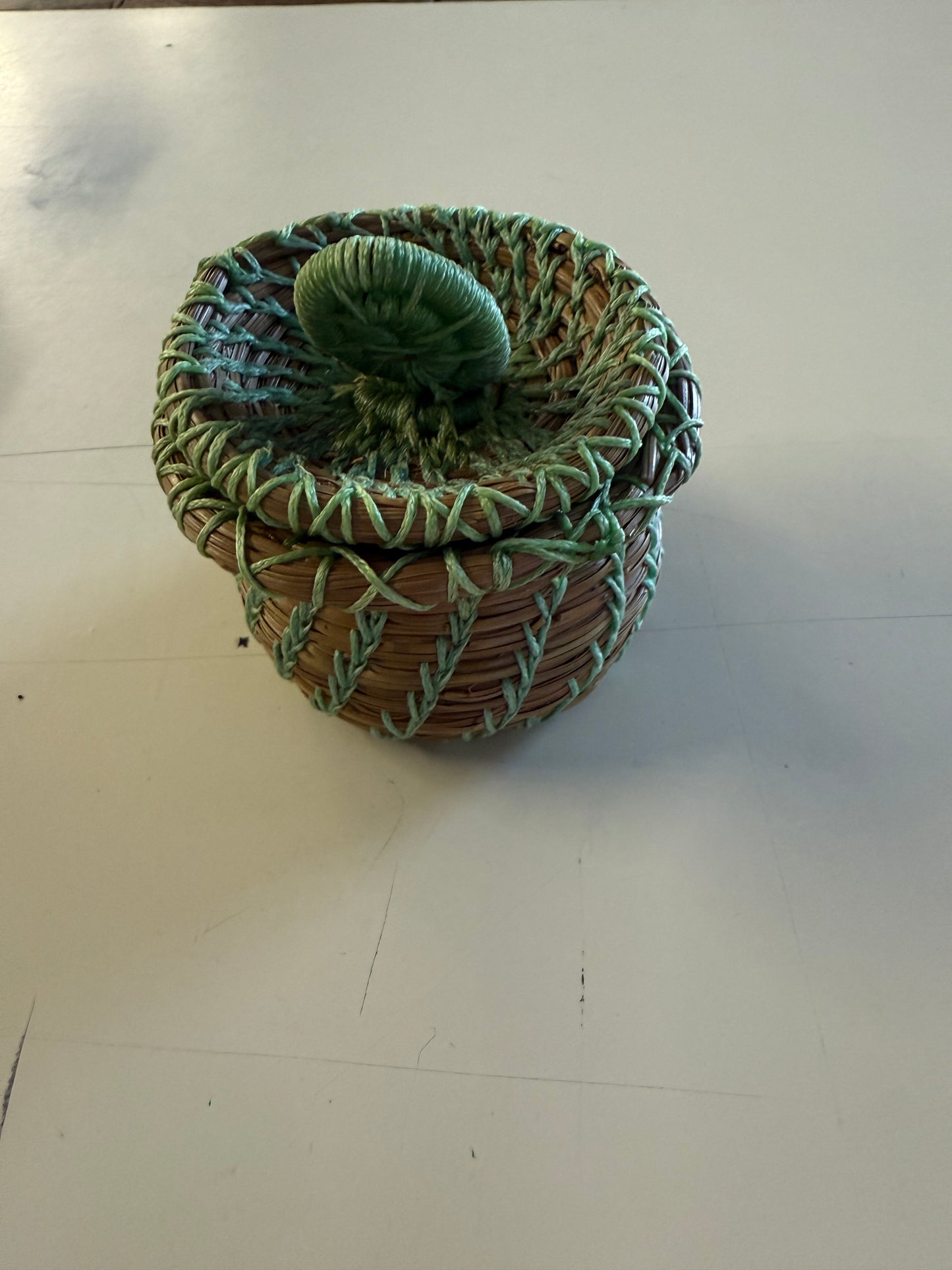 Xsmall mint green pine needle basket