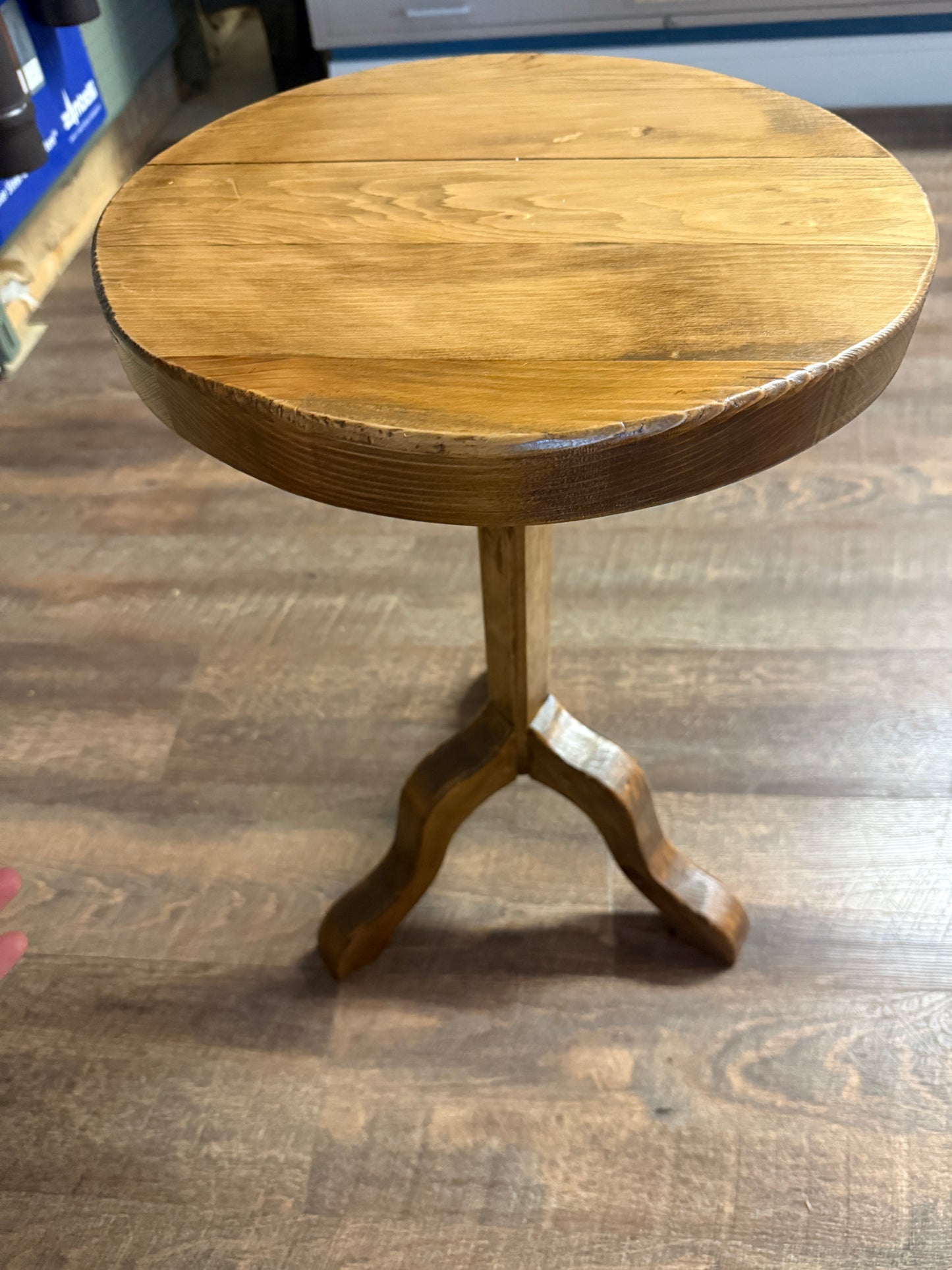 Plant stand three legged Honey Oak
