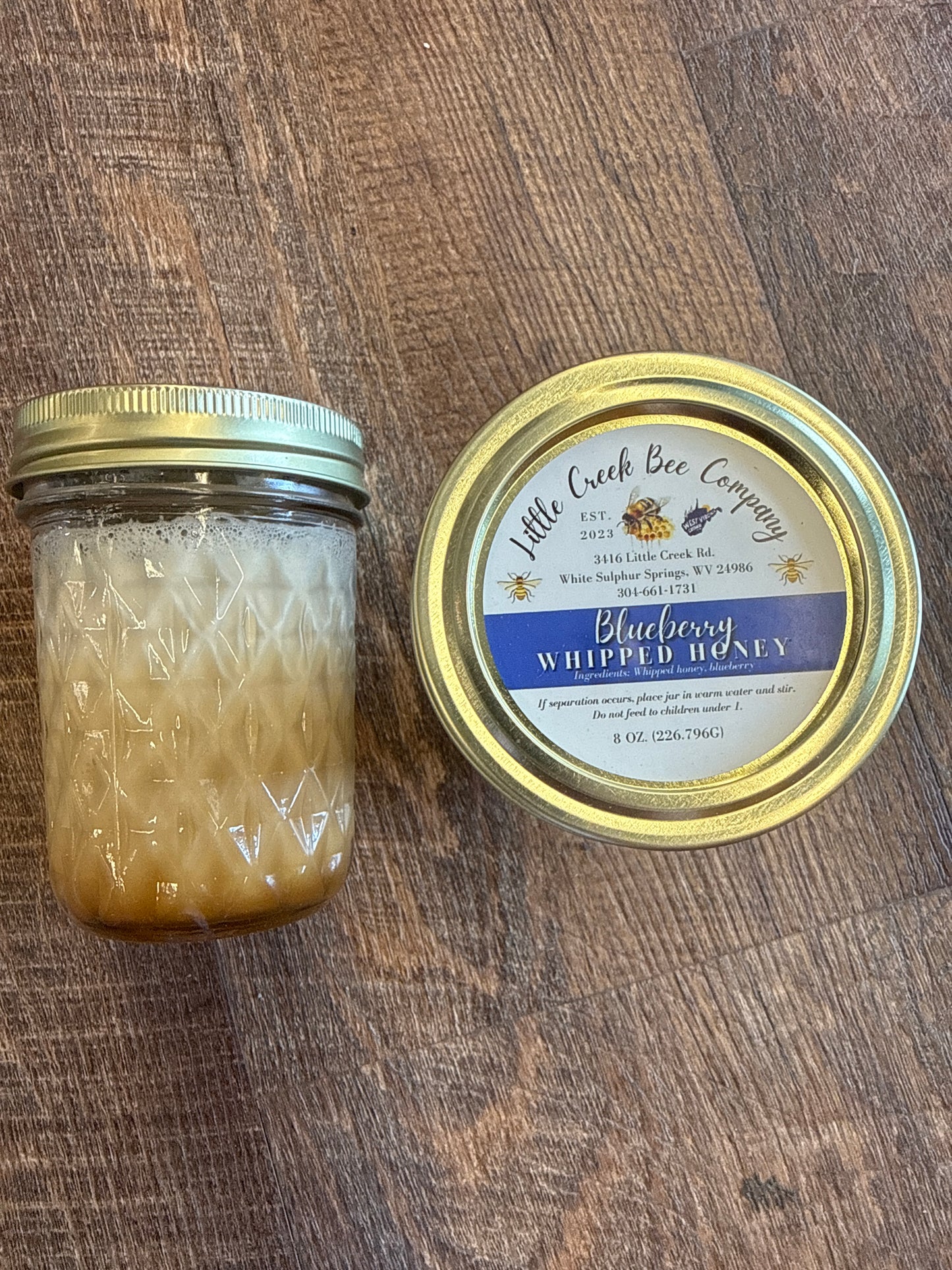 Blueberry whipped honey, 8 ounce jar