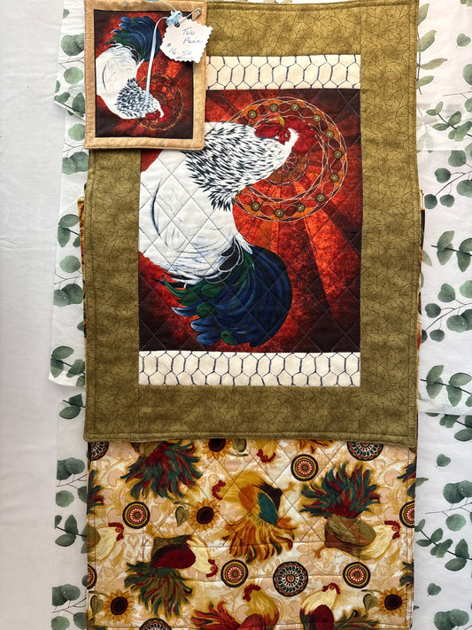 Rooster placemats with coasters