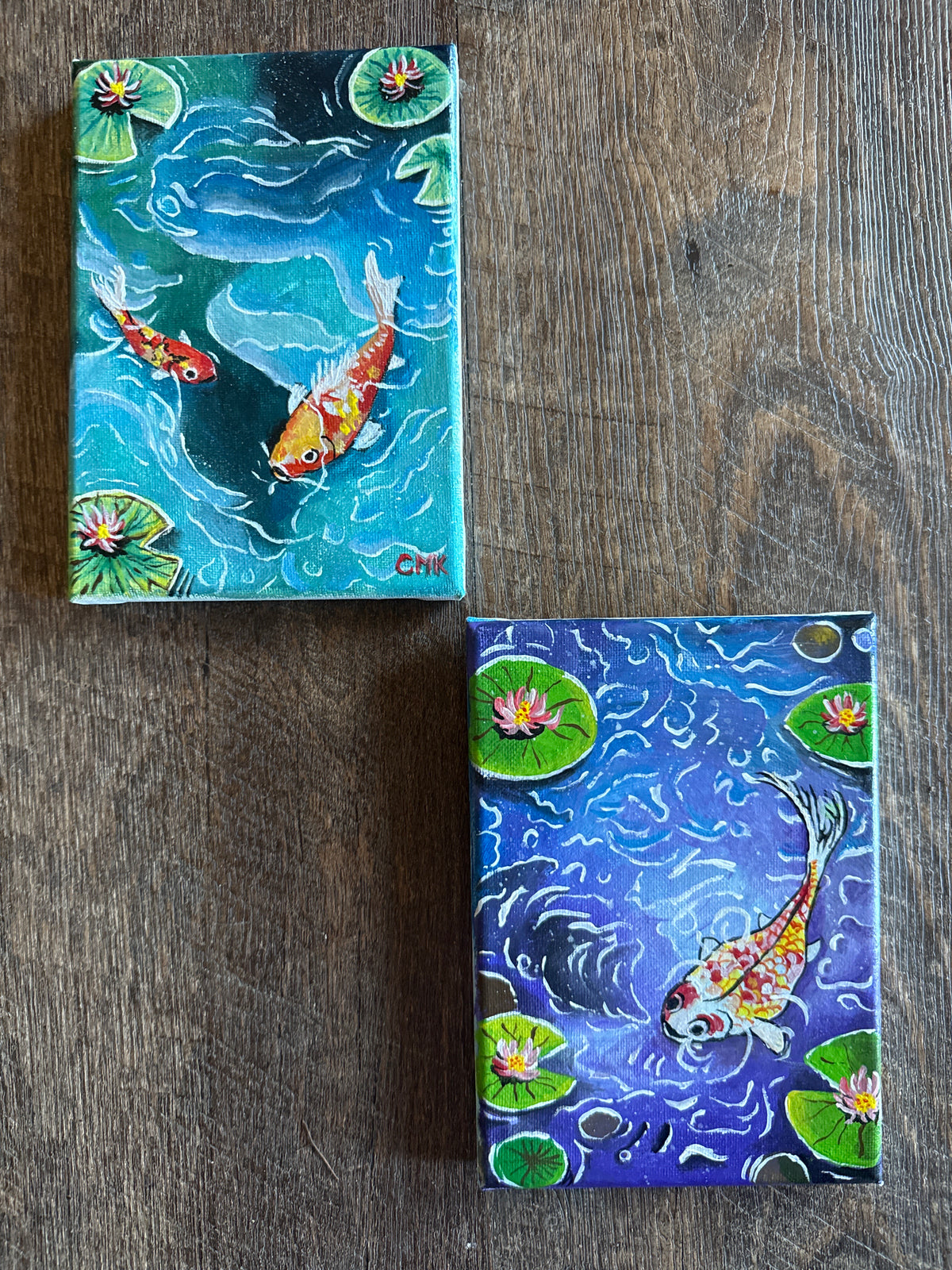 Koi with Lilly pads 5 x 7