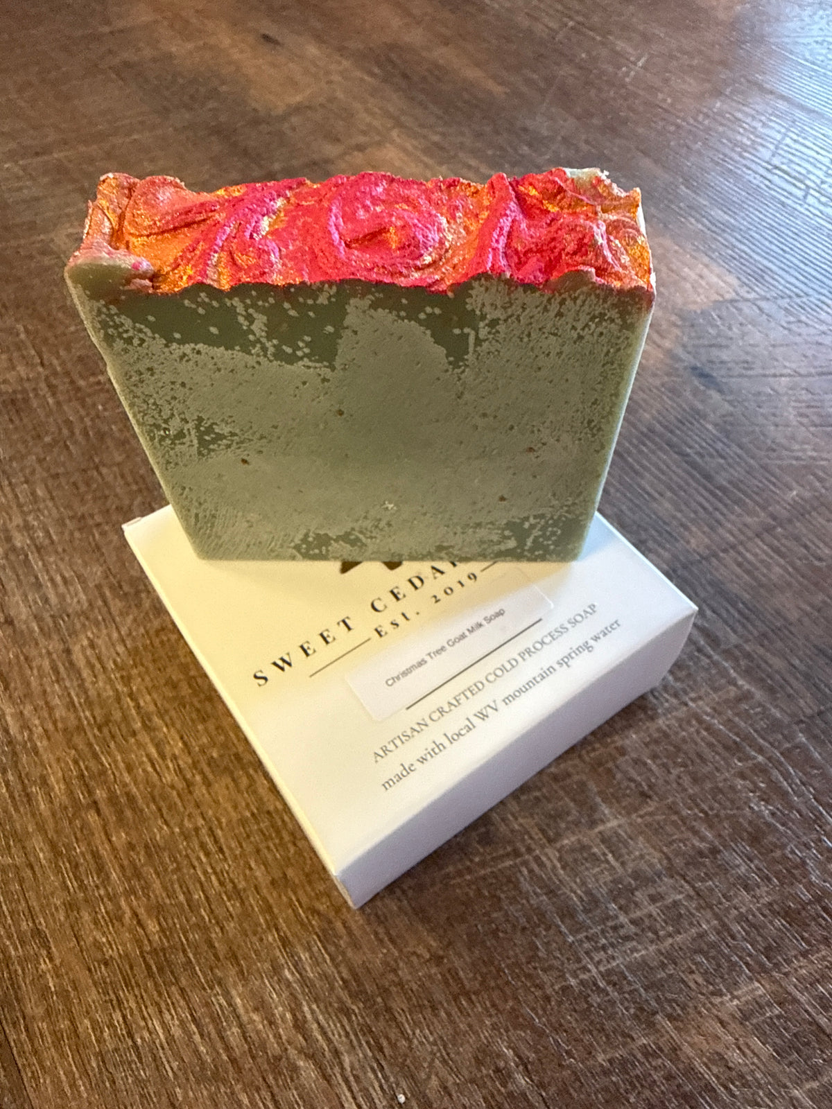 Christmas tree, goat, milk soap