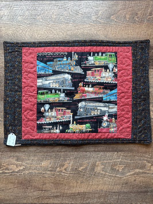 Quilted placemats trains