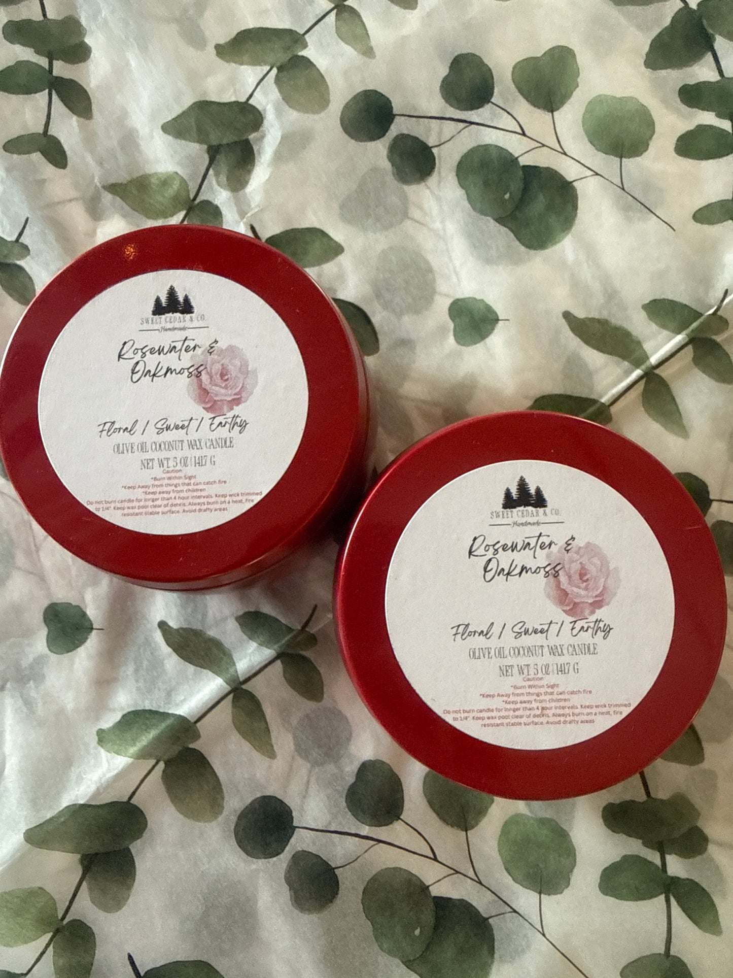 Rosewater and oakmoss candle 5 ounce