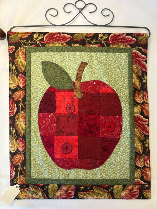 Hanging fabric art apple