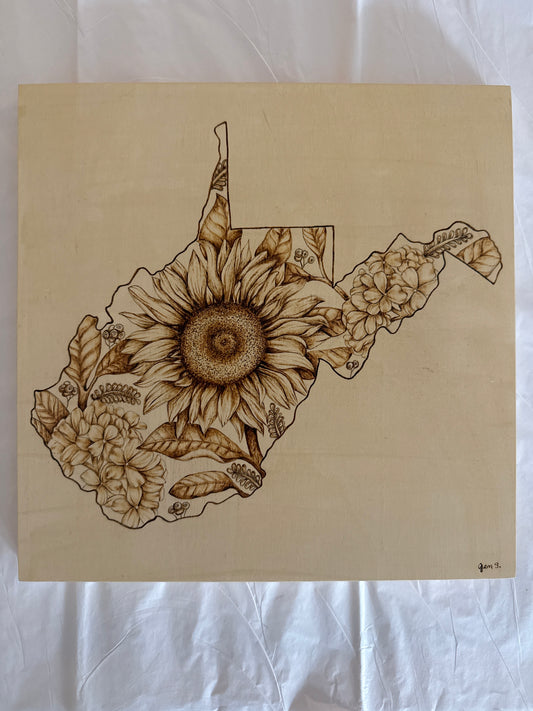 West Virginia state with flowers ￼