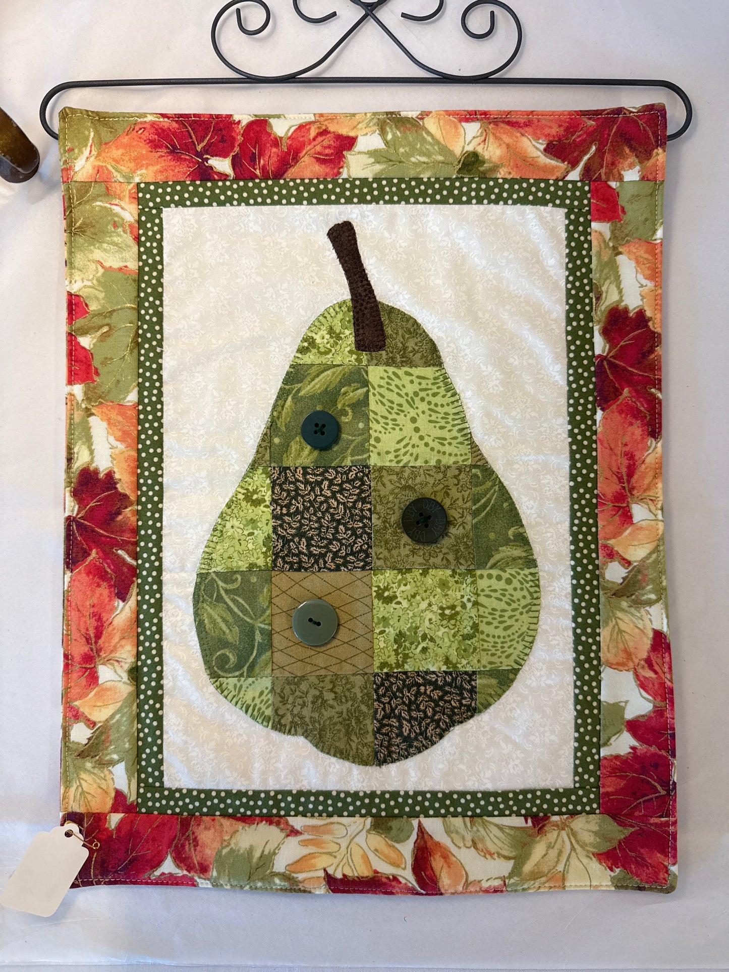 Hanging fabric art pear