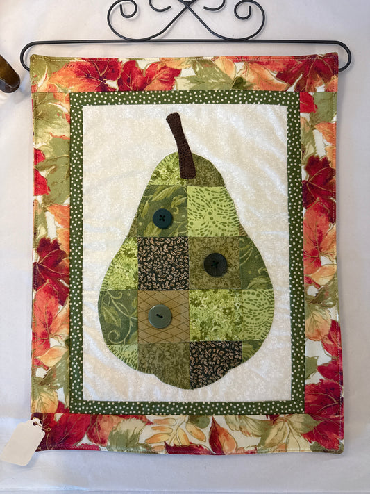 Hanging fabric art pear