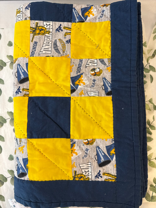 WVU lap quilt 38” x 49”