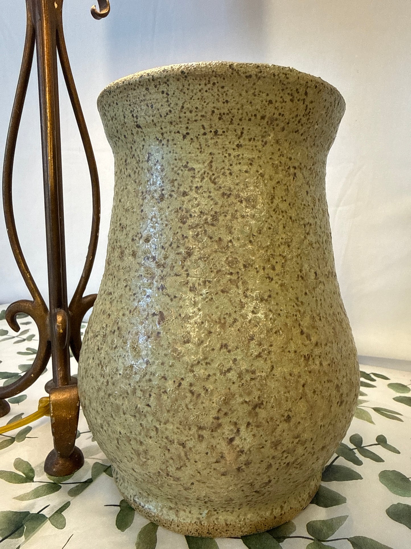 Green and brown speckled vase Matt finish