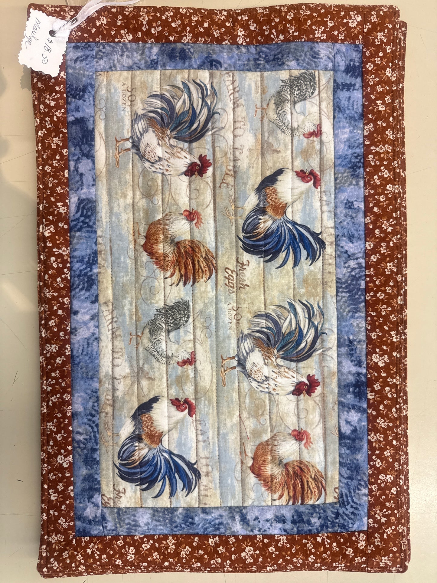 Placemats brown and blue rooster