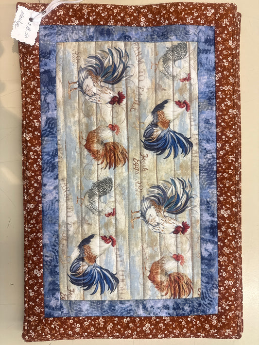 Placemats brown and blue rooster