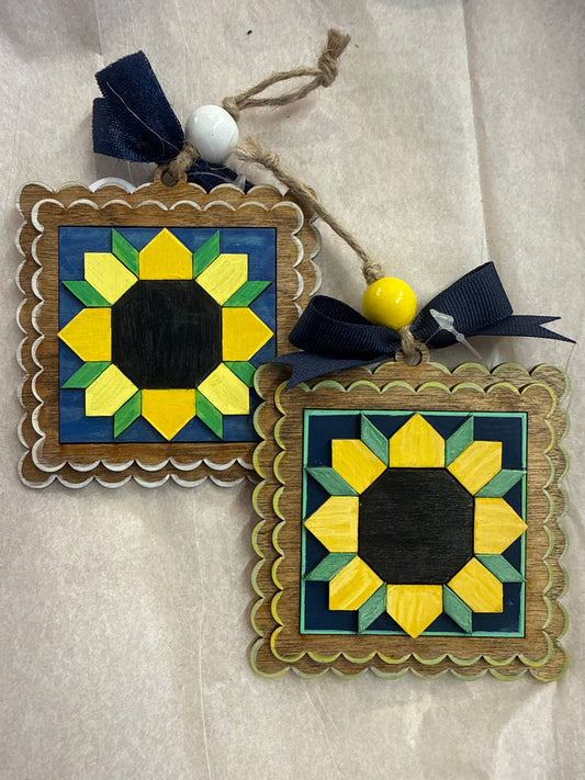 Sunflower quilt ornament
