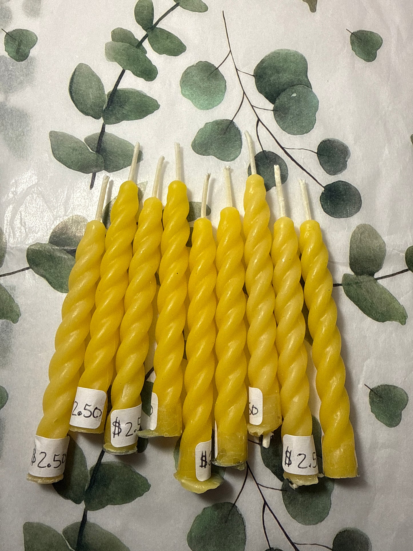 Beeswax candles swirl
