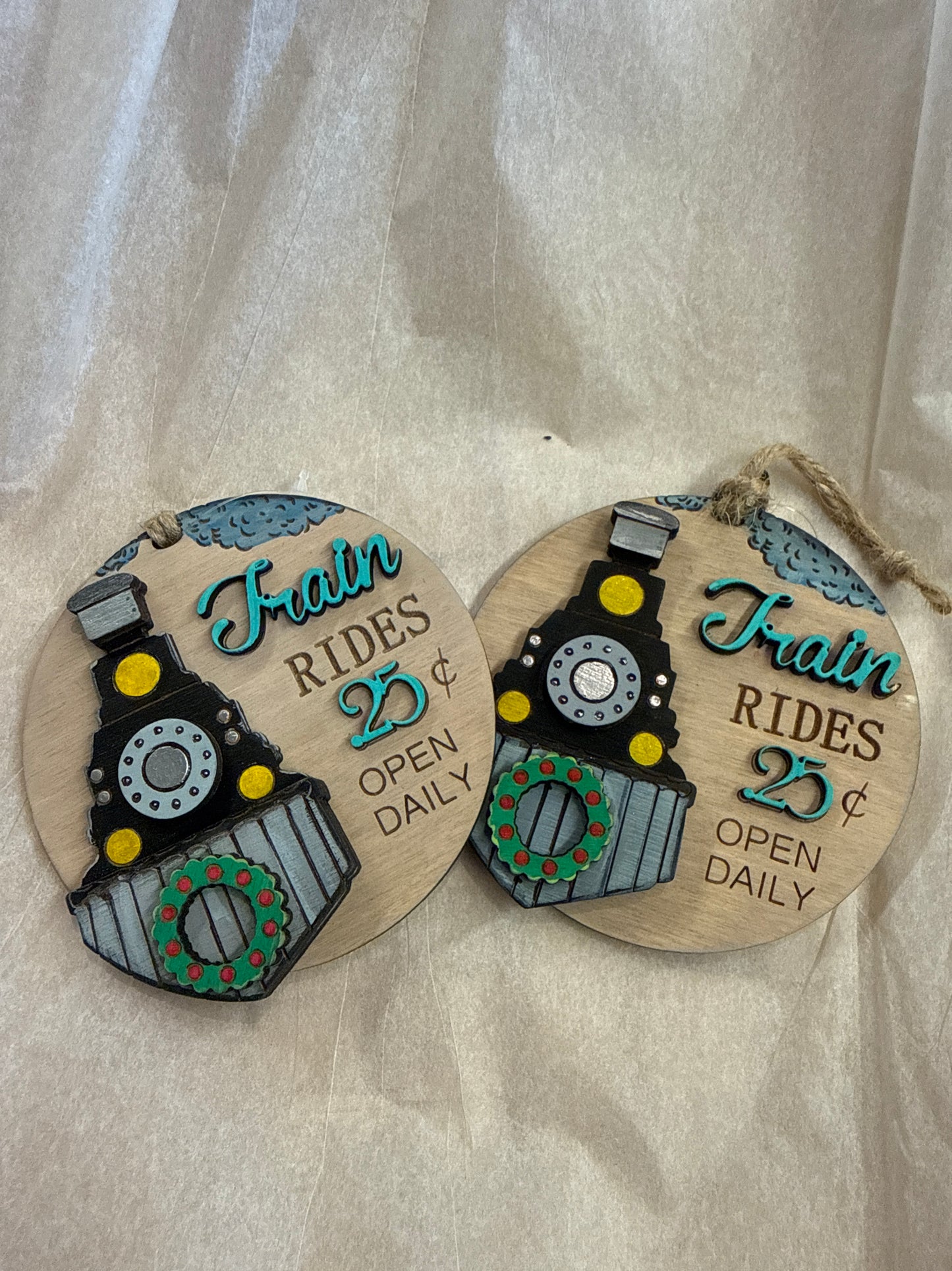 Train rides ornament