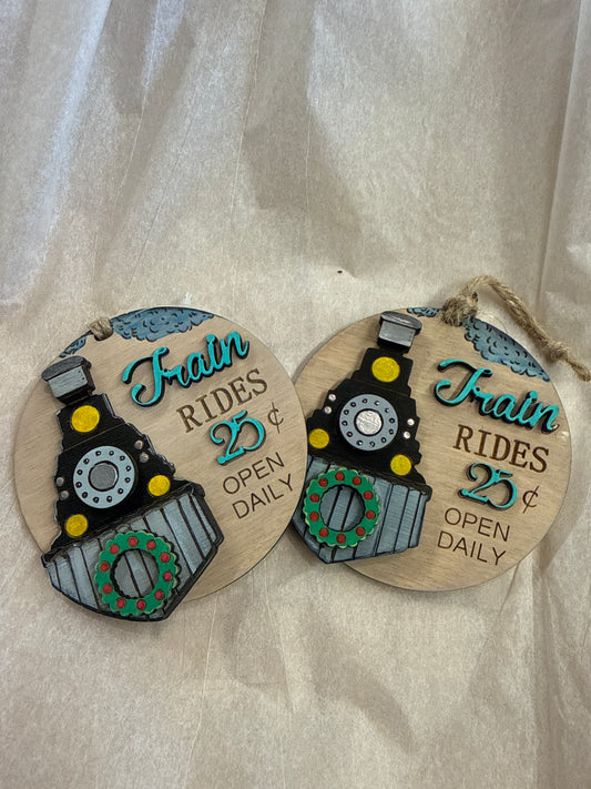 Train rides ornament