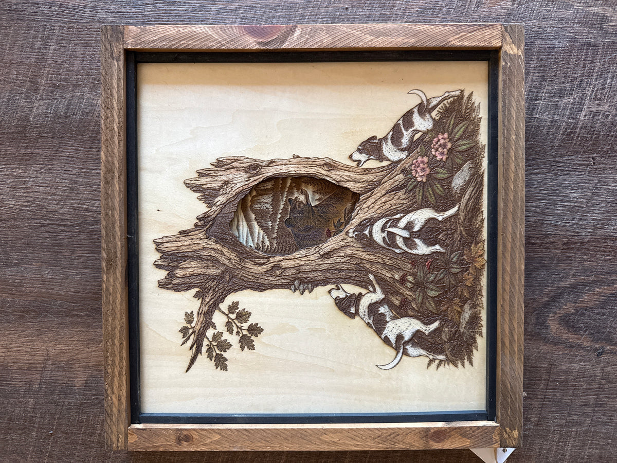 Chase is on laser engrave picture of bear hunting #019