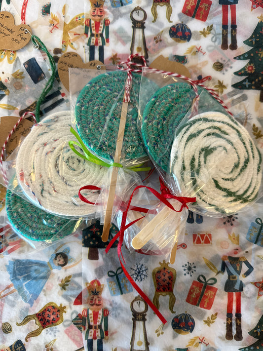 Handmade rope lollipop ornament assorted colors