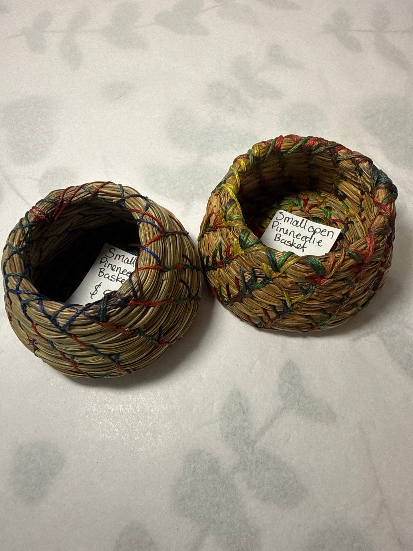 Small open pine needle basket