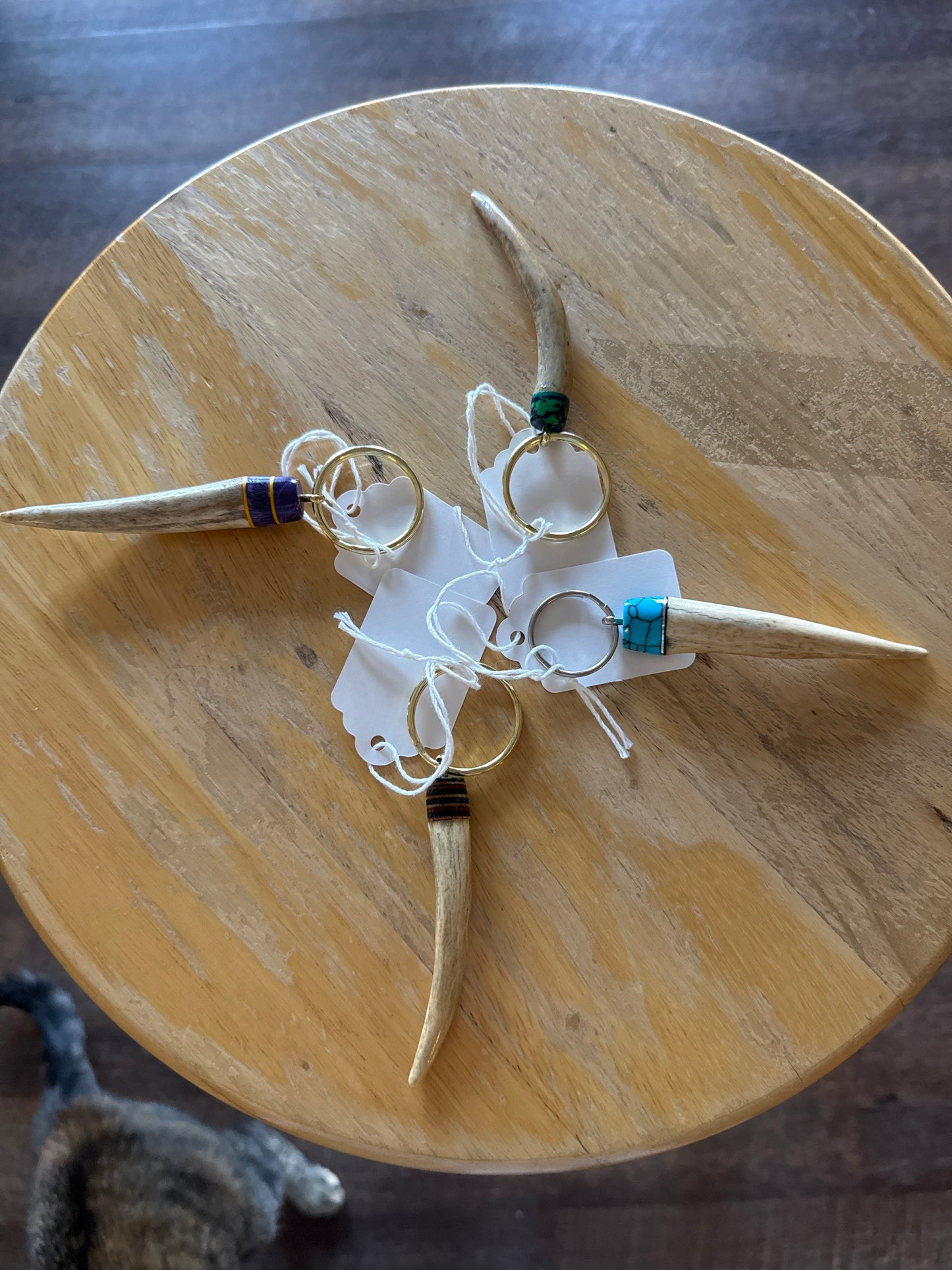 Deer, antler keychains ￼