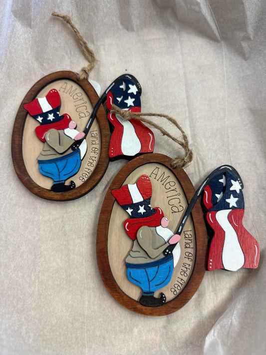 Land of the free gnome ornament