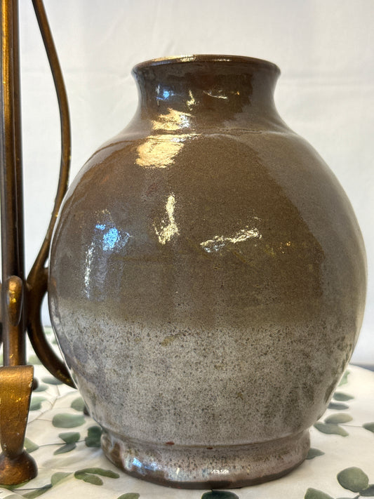 Brown and gray vase, narrow mouth