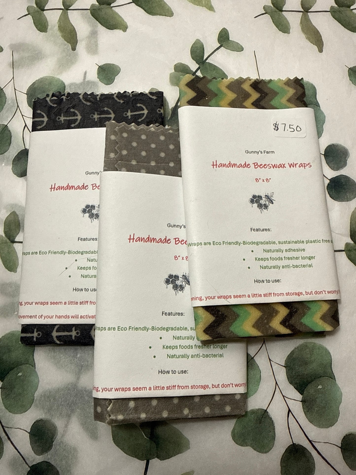 Beeswax wraps 8” x 8”
