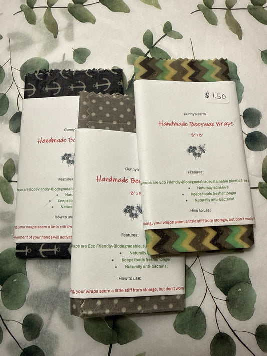 Beeswax wraps 8” x 8”