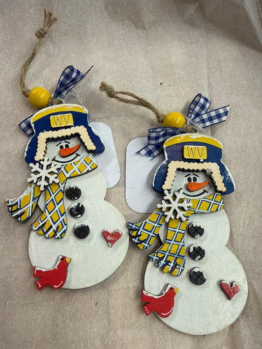Wv trapper hat snowman ornament