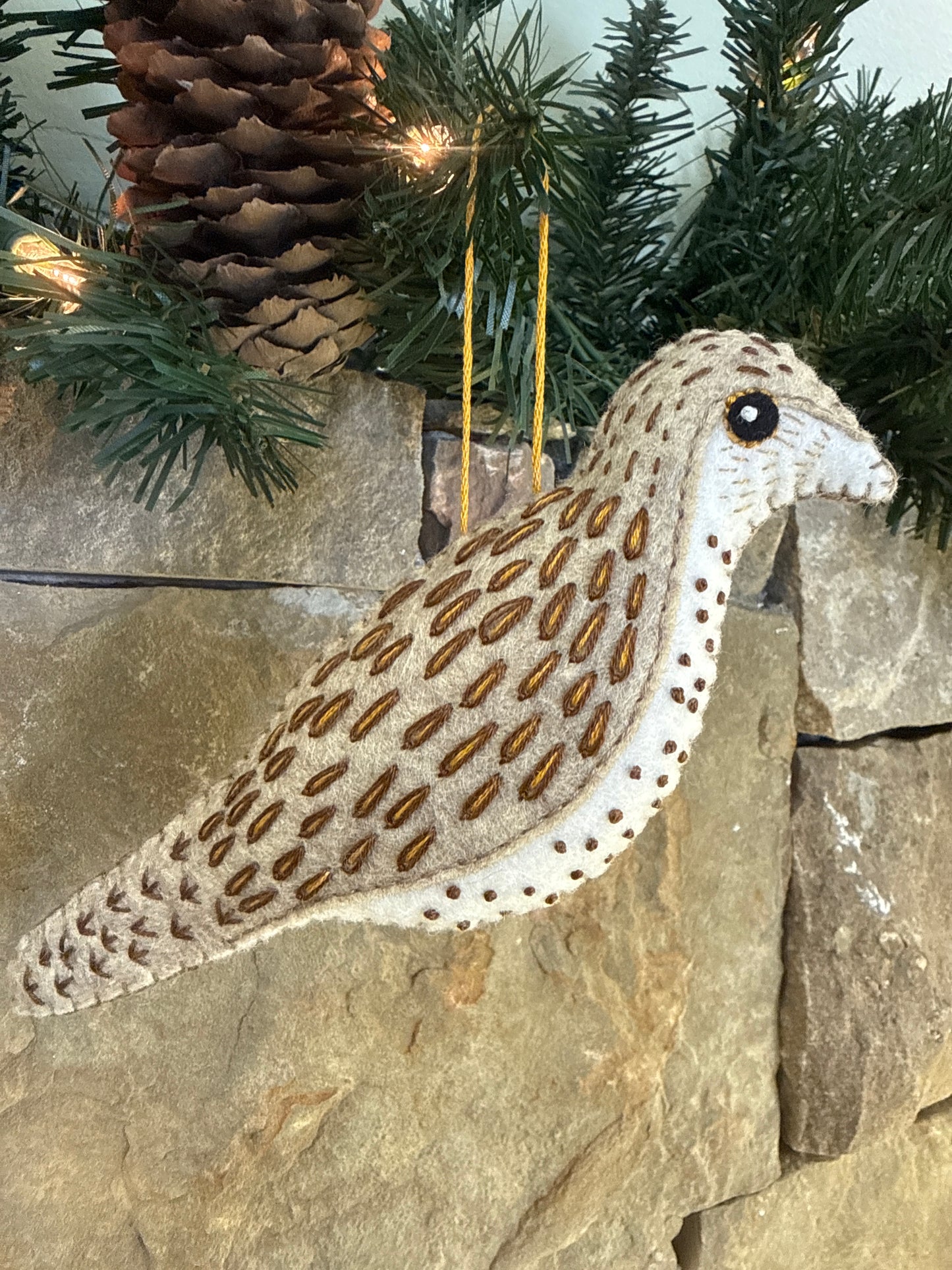 Felt song thrush bird