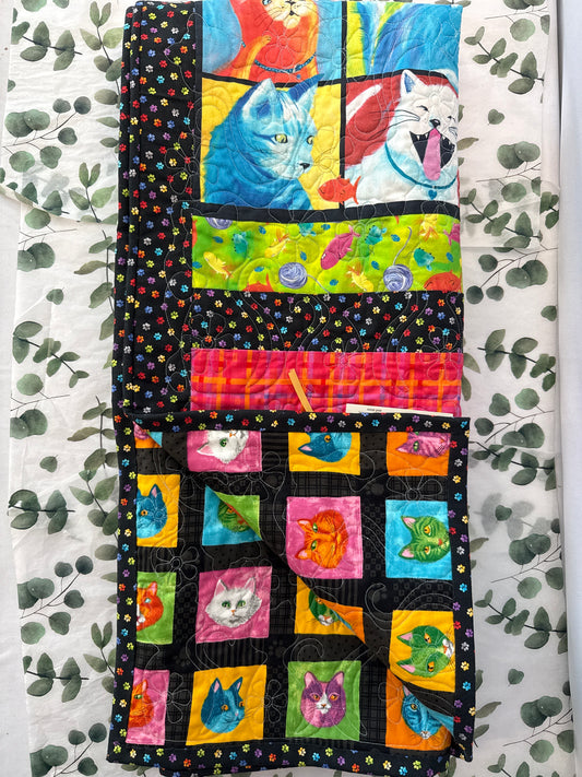 Cats with fish quilt 51 1/2“ x 44