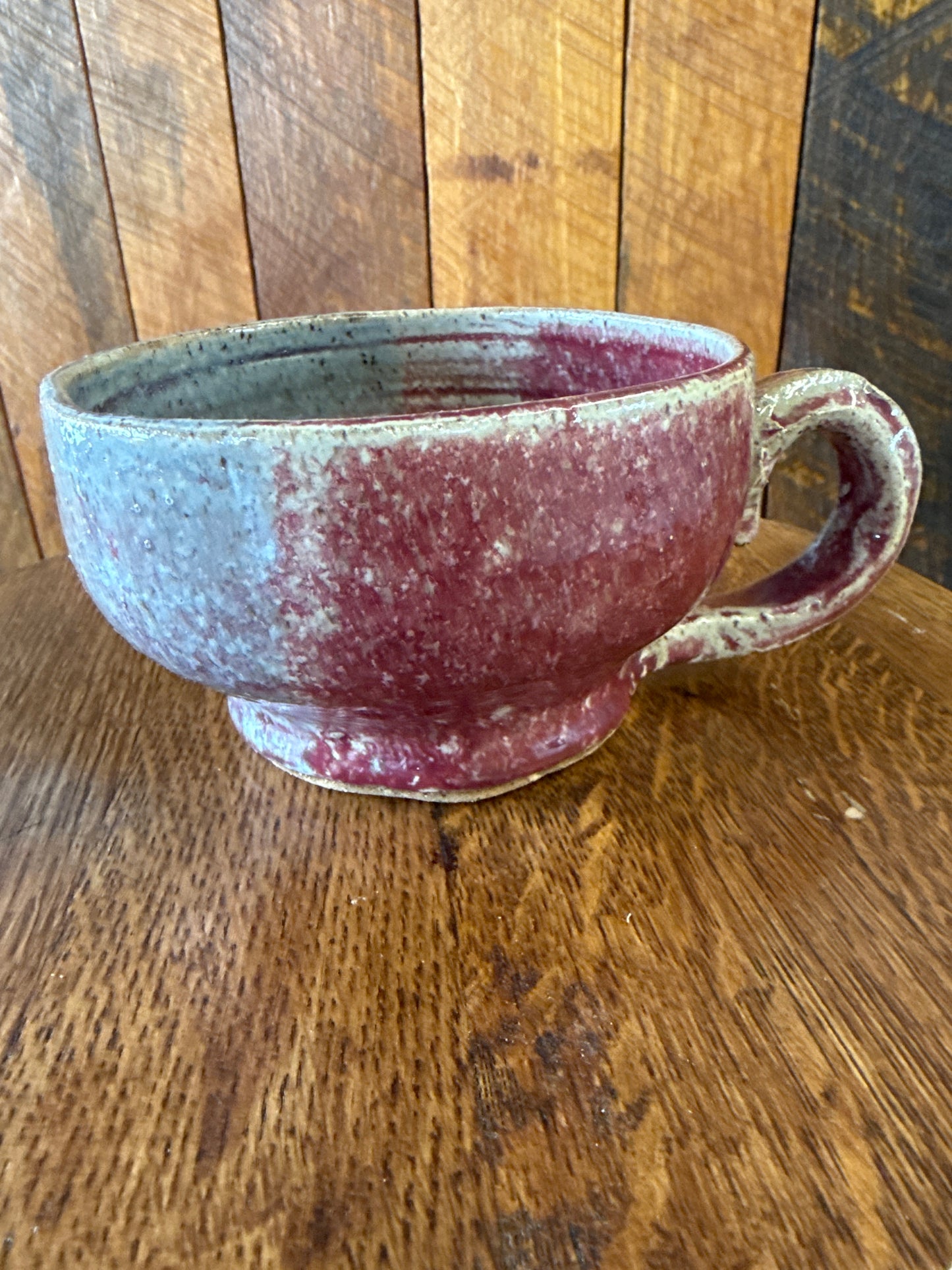 Gray/Maroon soup mug