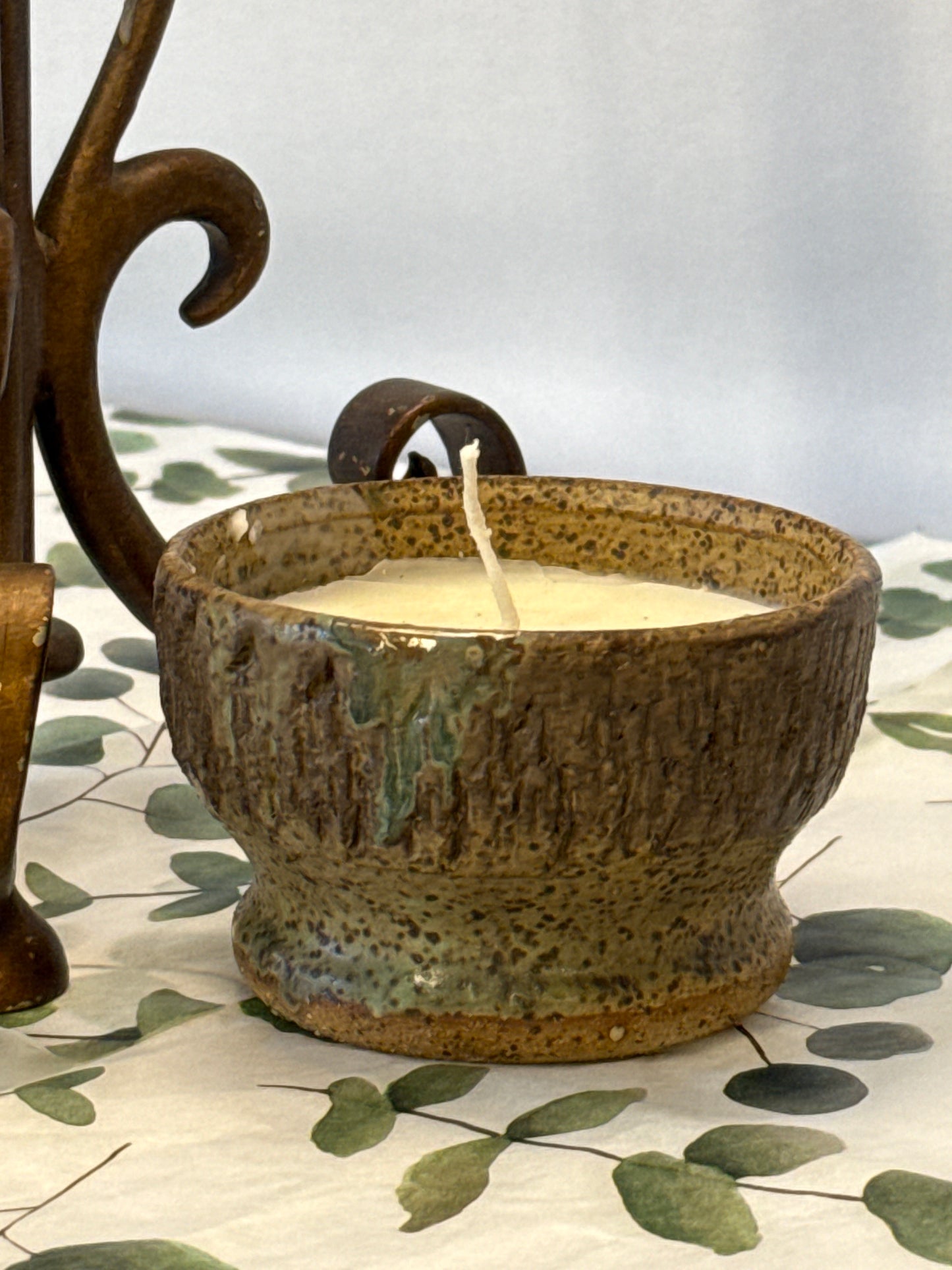Beige speckled with brown trim