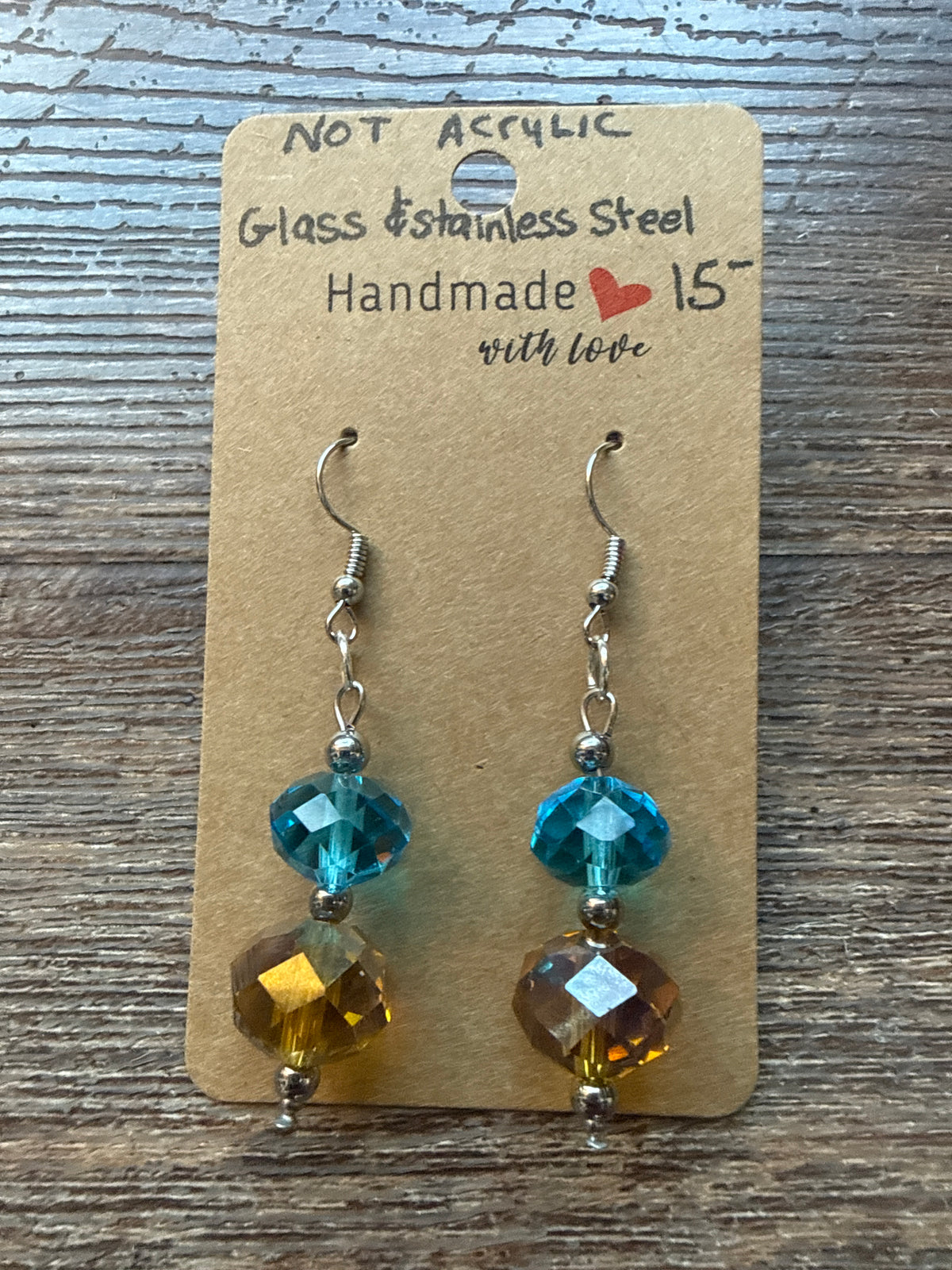 Glass and stainless steel earrings