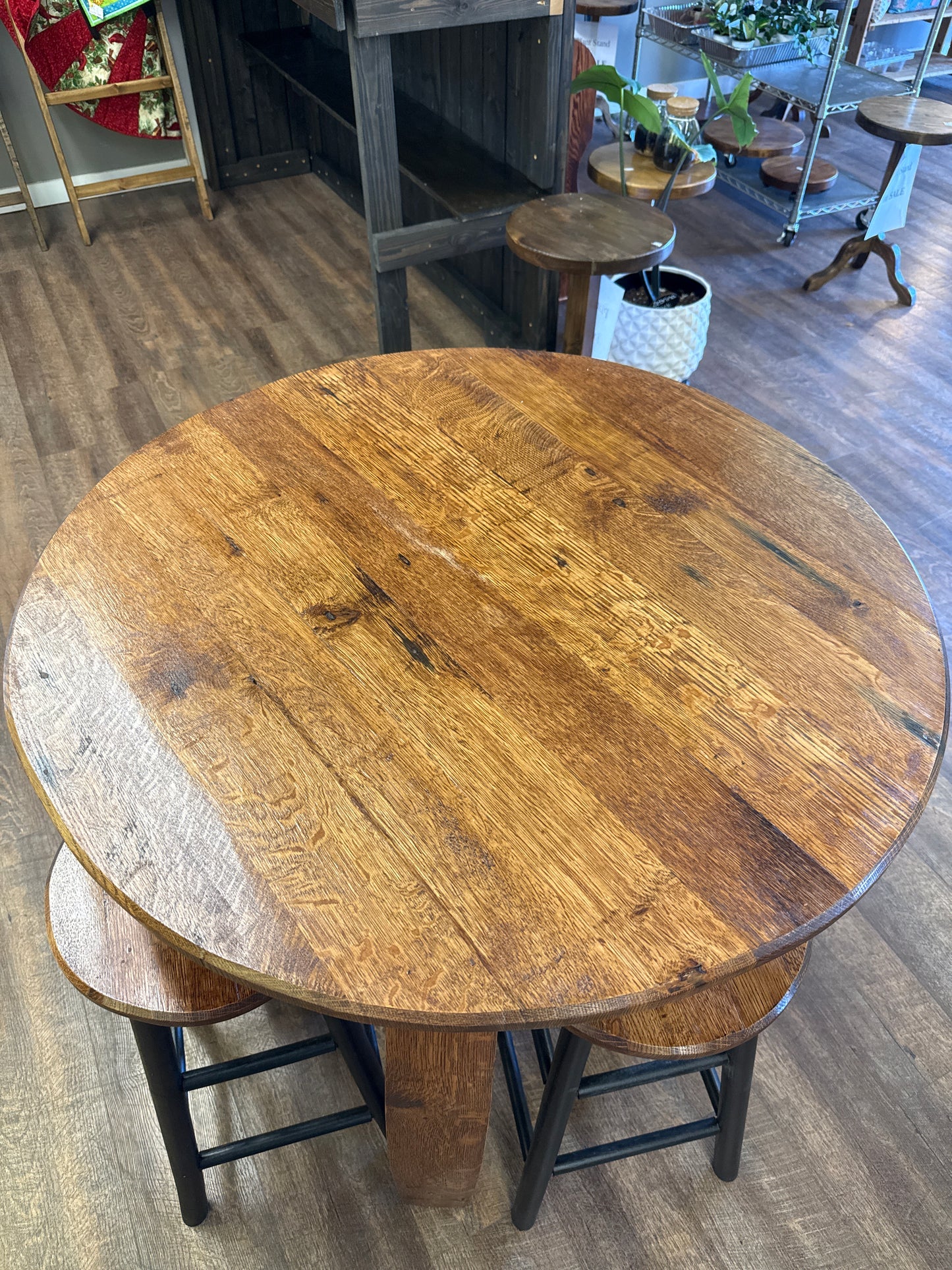 36” wood table and two stools