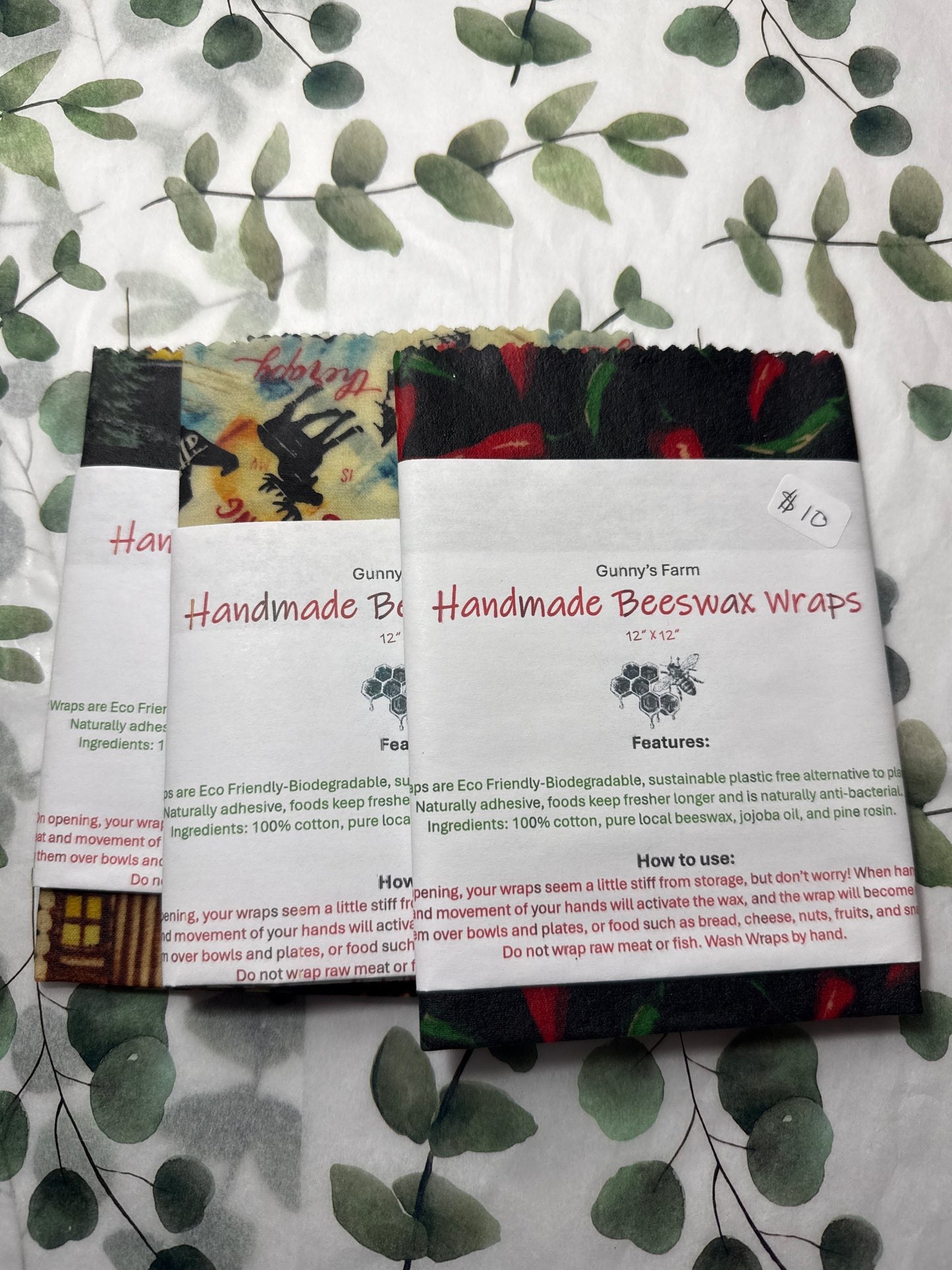 Beeswax wraps 12” x 12”