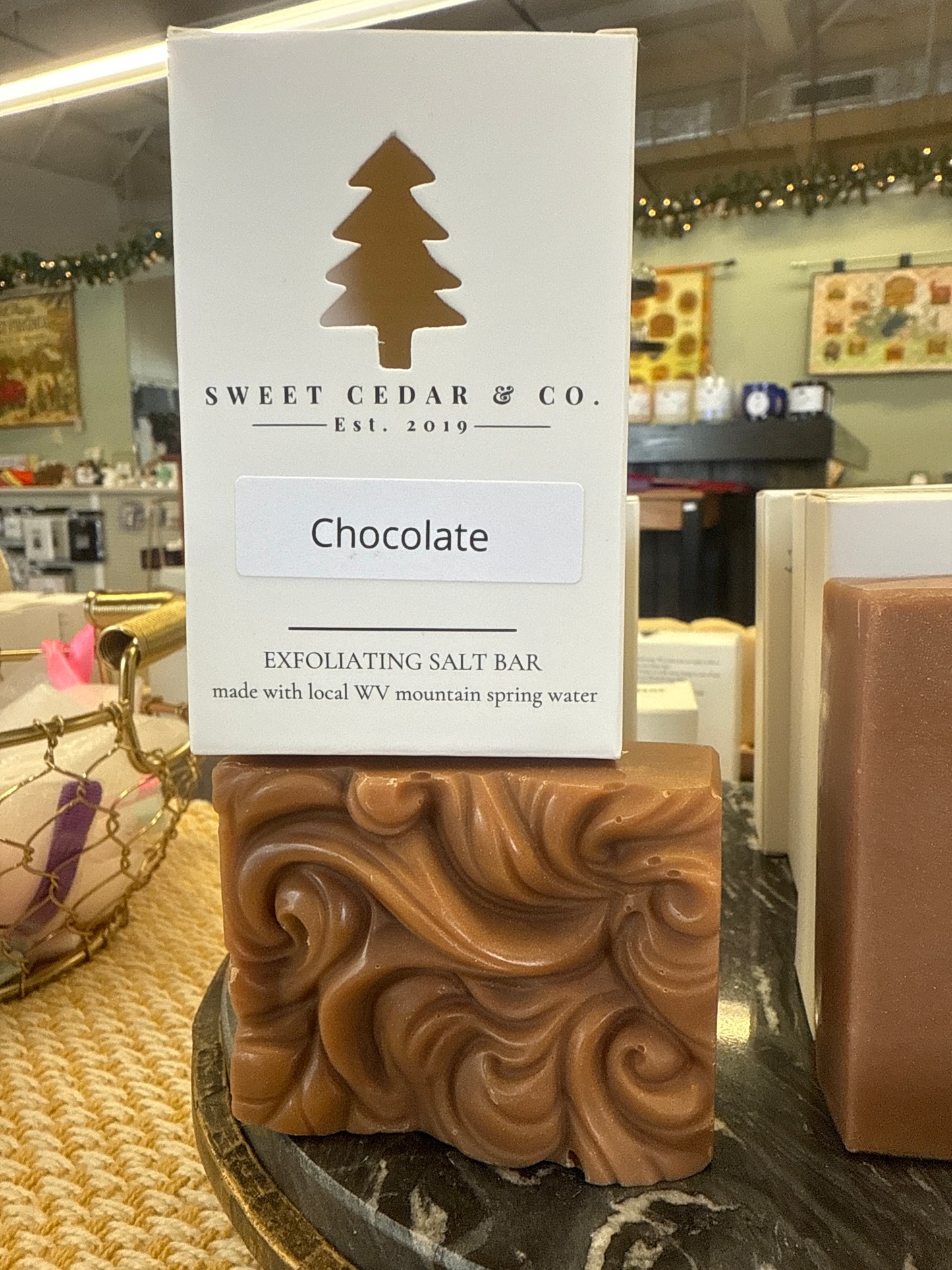 Chocolate exfoliating, salt bar