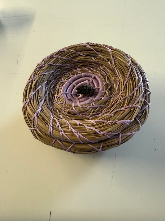 Large Lavender Morel Mushroom handle Pine needle basket