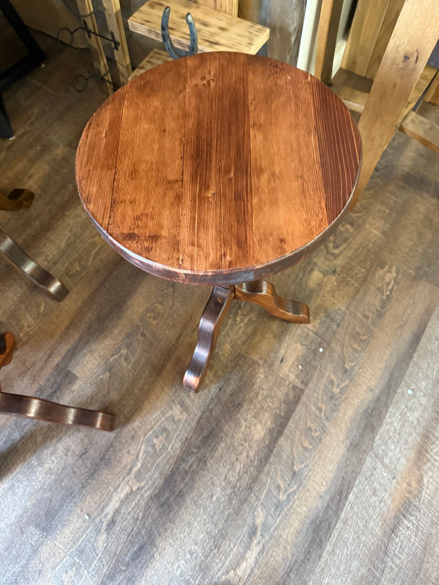 Plant stand three legged Provincial stain (reddish)